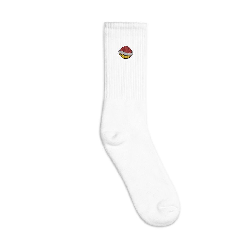 Red Shell Embroidered Socks
