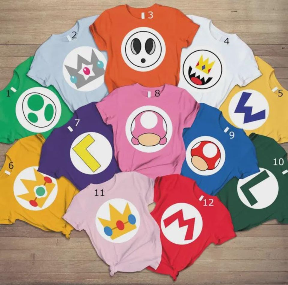 Super Mario Character Logo Shirt,Super Mario Family Shirt,Super Mario Birthday Party Shirt,Mario & Friends Party Shirt,Mario Shirt