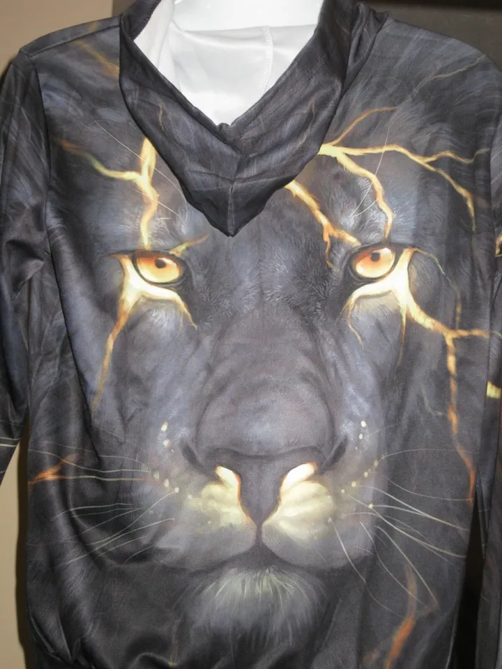 3D Lion Print Lightweight Pullover Hoodie XXL Multi Color