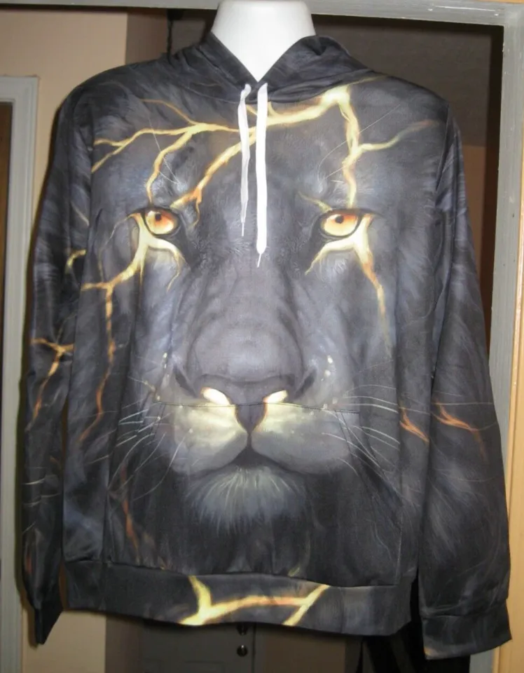 3D Lion Print Lightweight Pullover Hoodie XXL Multi Color