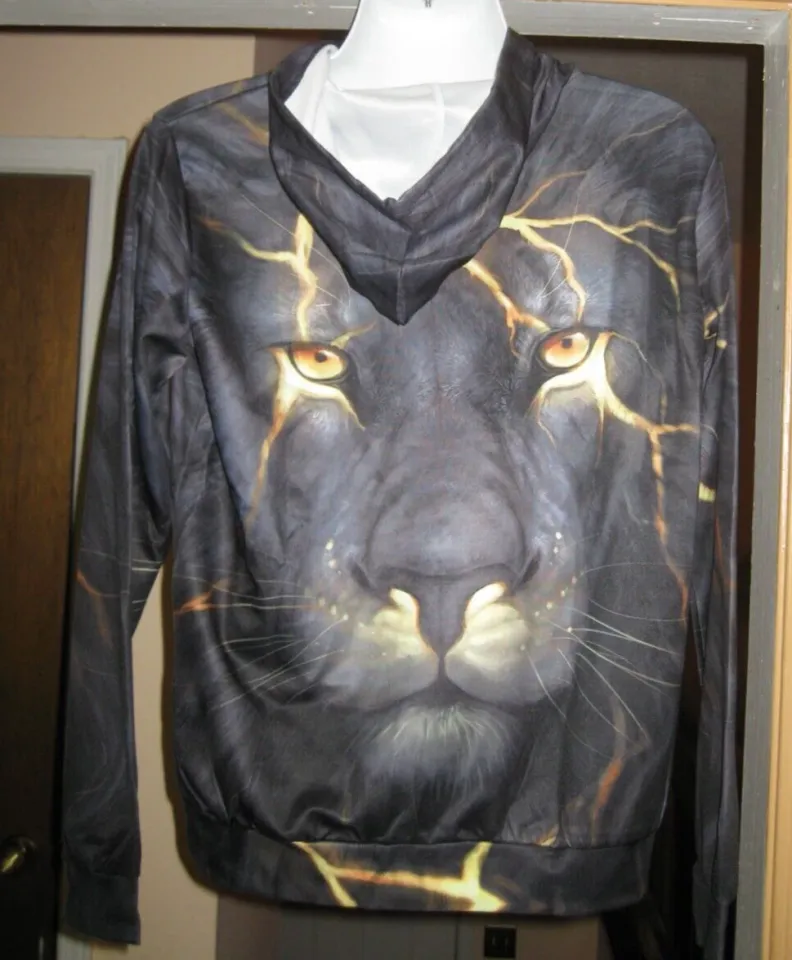 3D Lion Print Lightweight Pullover Hoodie XXL Multi Color