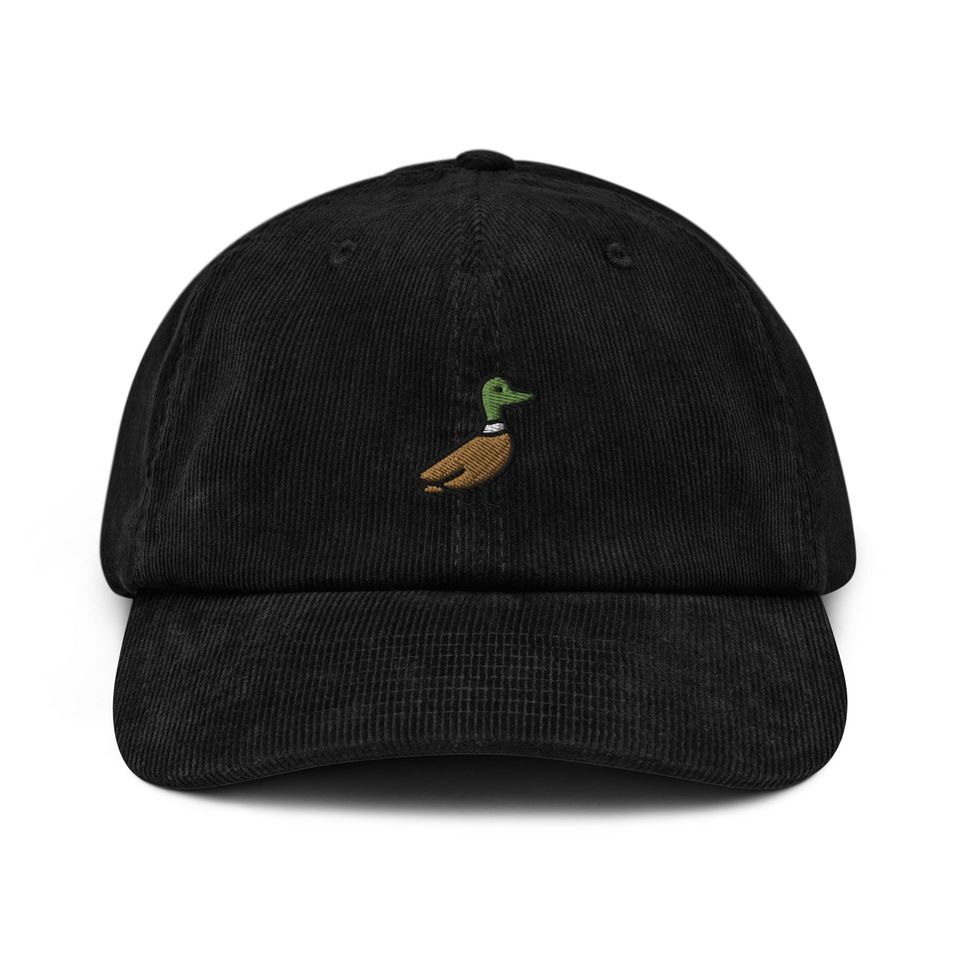 Mallard Duck Corduroy Hat, Handmade Embroidered Corduroy Dad Cap - Multiple Colors
