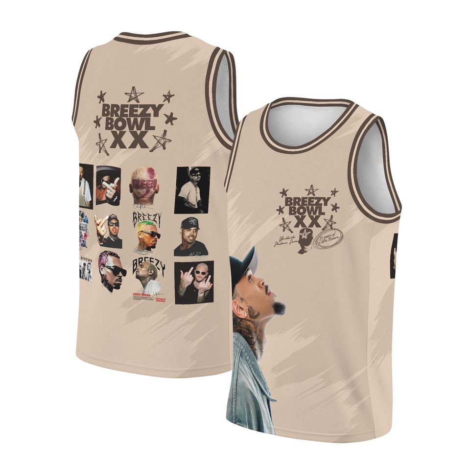 Chris Brown Breezy Bowl Tour 2025 Basketball Jersey, Music Lover Gift, Hip Hop Fan Shirt, R&B Concert Outfit, Unisex Football Top