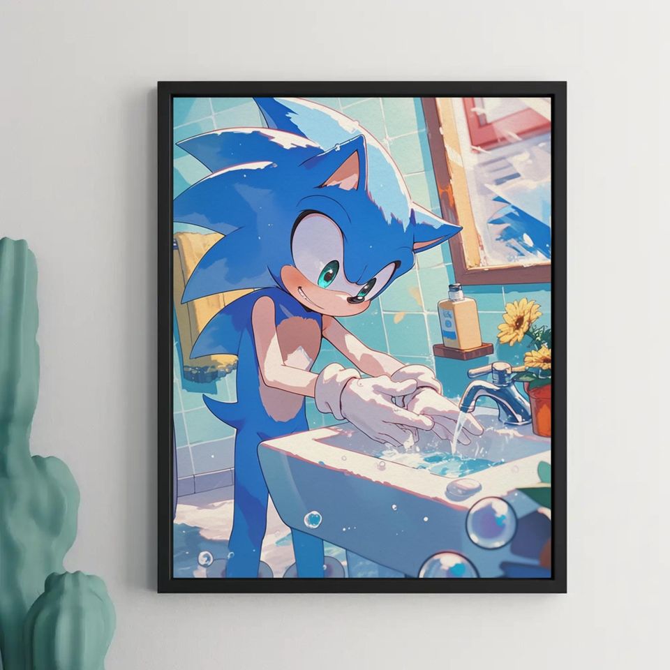 Sonic toilet poster, Sonic wall art, video game Poster