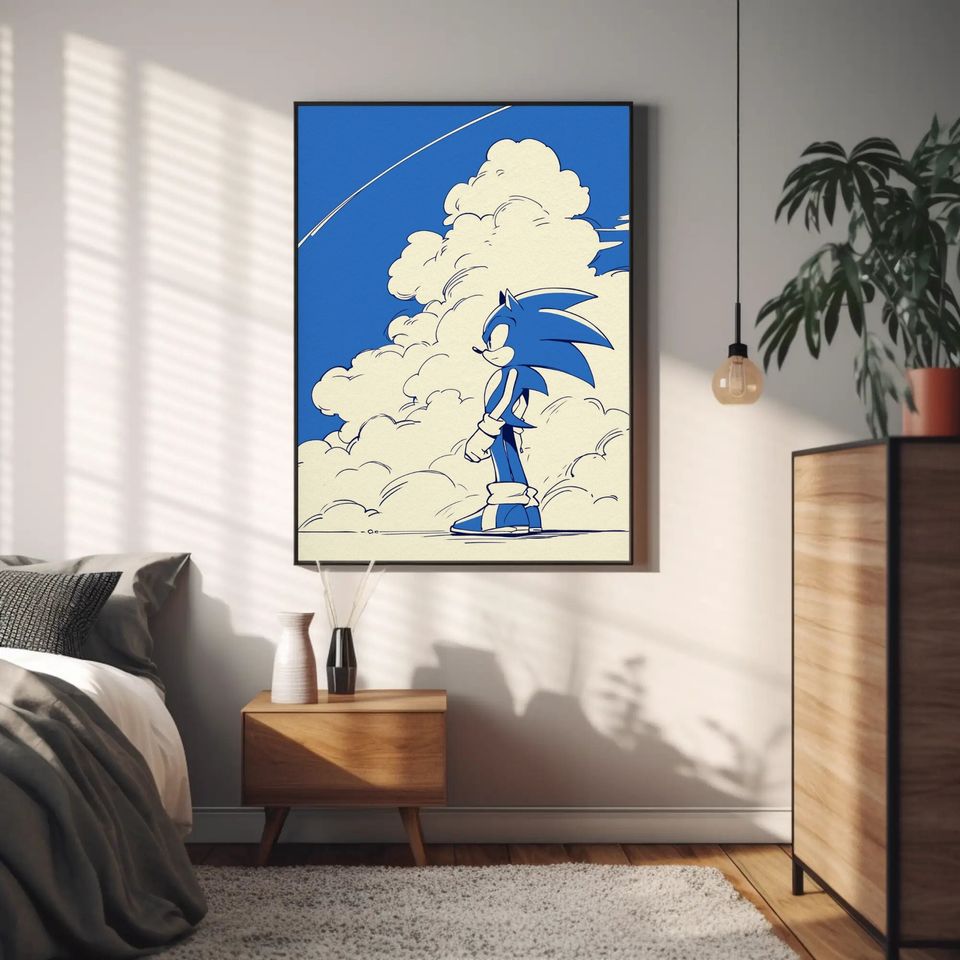 Sonic poster retrogaming, Sonic running, Sonic poster, Super smash bros, Sonic art print