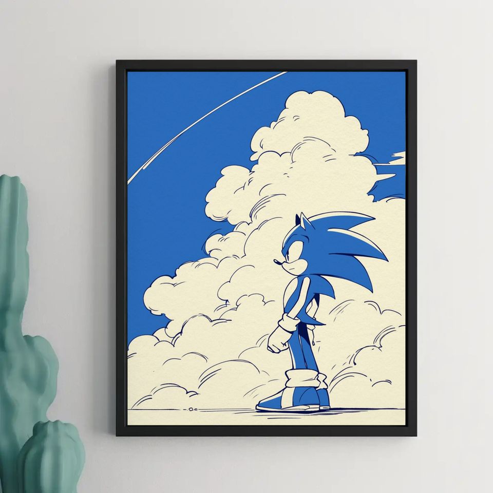 Sonic poster retrogaming, Sonic running, Sonic poster, Super smash bros, Sonic art print