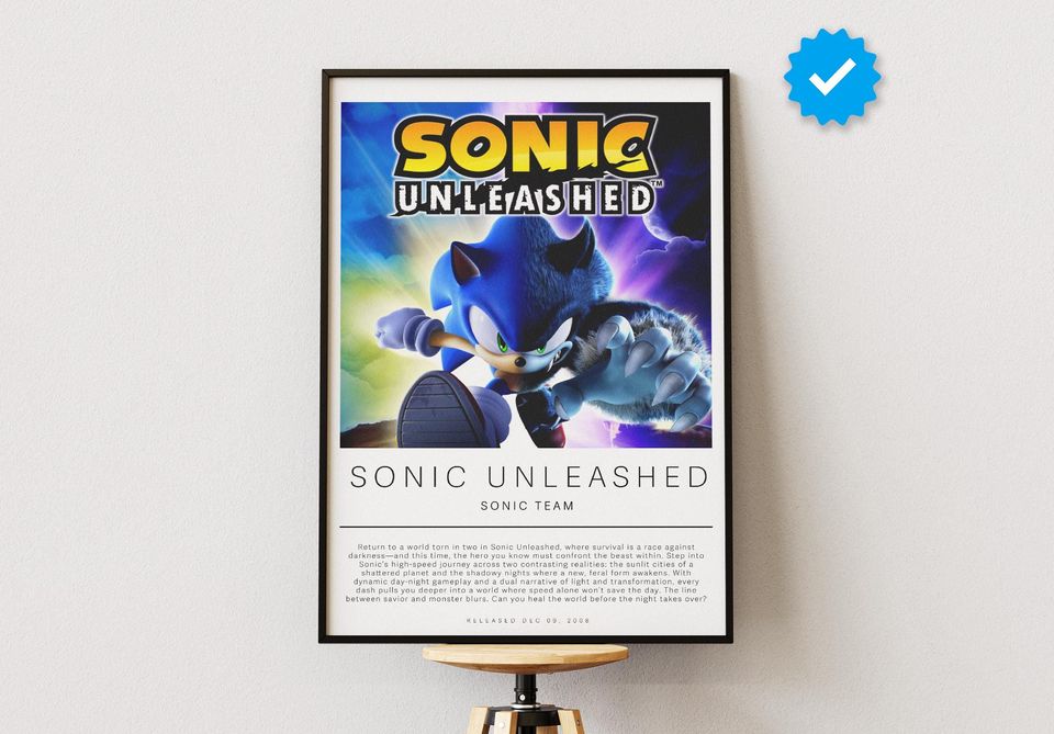 Sonic Unleashed Poster | Gaming Poster | Video Game Prints | Wall Decor Posters | Gaming Gift | Video Game Poster | Gaming Decor