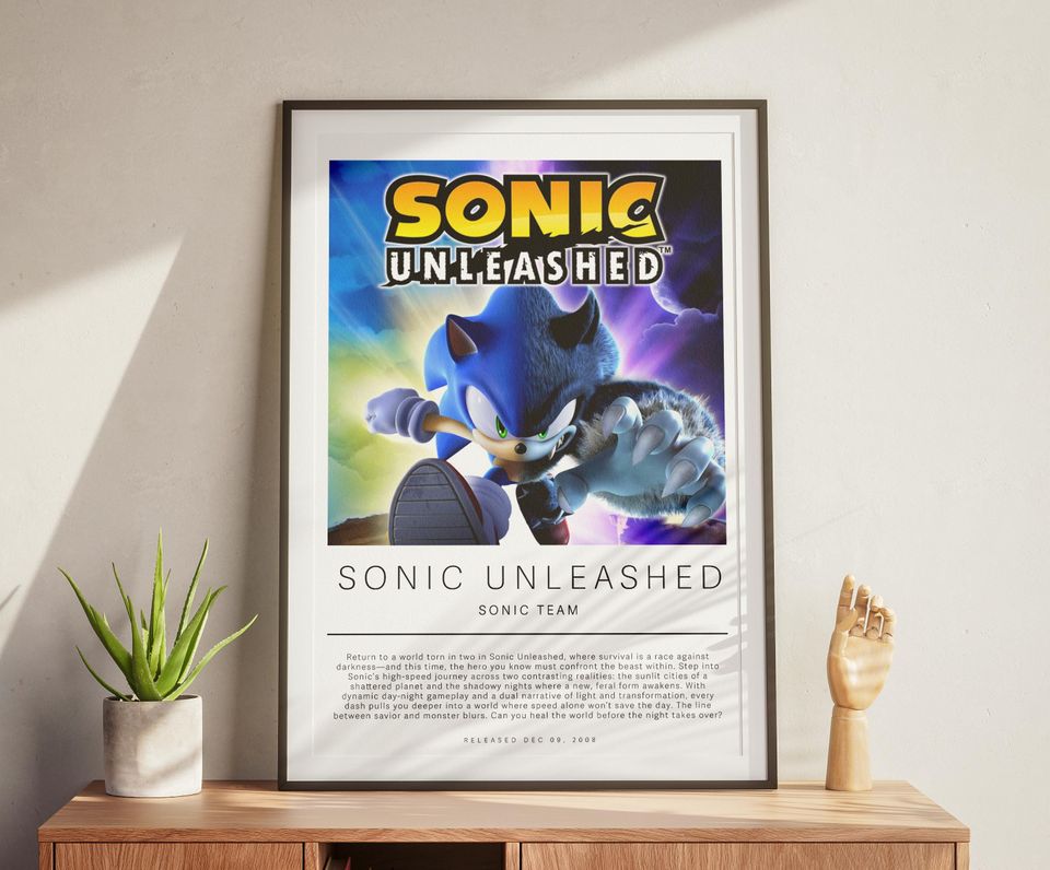 Sonic Unleashed Poster | Gaming Poster | Video Game Prints | Wall Decor Posters | Gaming Gift | Video Game Poster | Gaming Decor