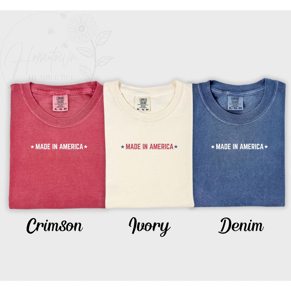 Embroidered Made in America T-shirt, Patriotic USA Shirt