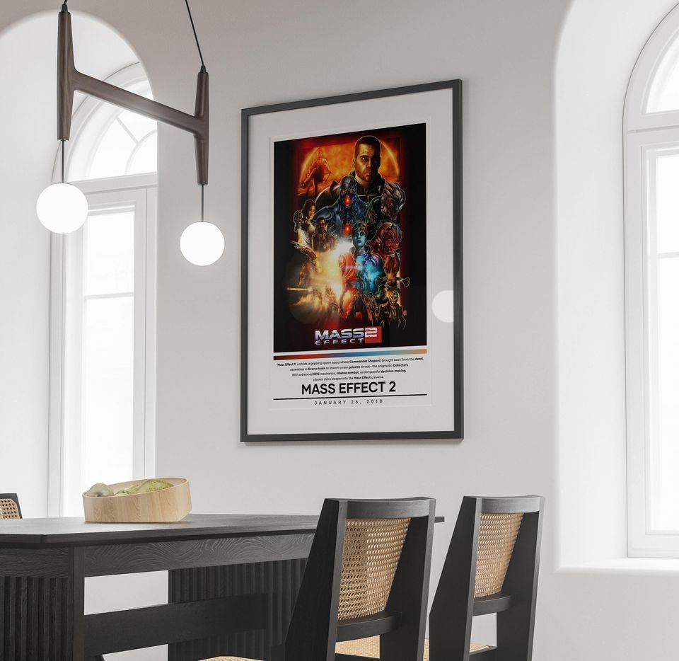 Mass Effect 2 Poster | Mass Effect Prints | Gaming Posters | 4 Colors | Video Game Posters | Wall Decor Posters