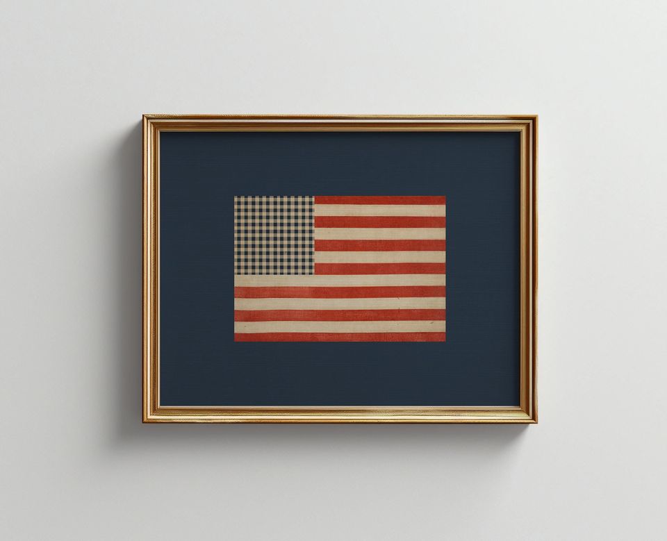 Preppy American Flag Art | Fourth of July Wall Decor | Rustic Americana Poster