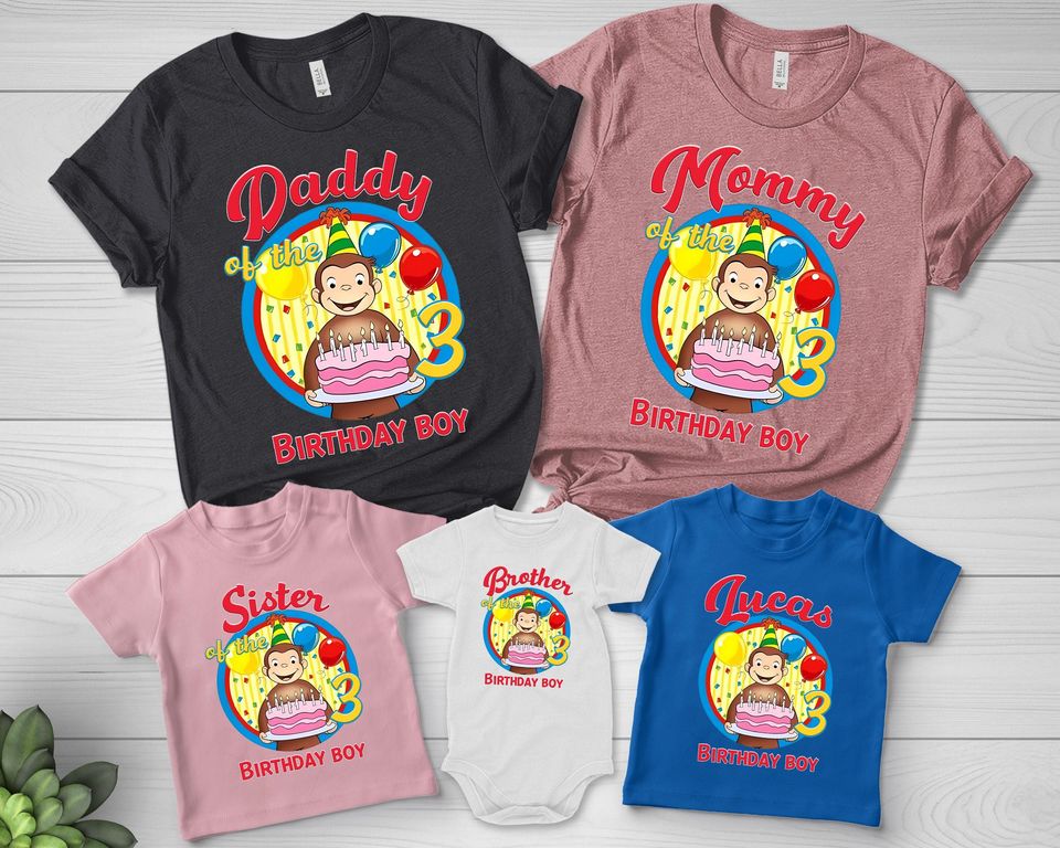 Curious George Birthday Shirt, Personalized Curious George Birthday Shirt, Birthday Matching Shirt, Curious George Family