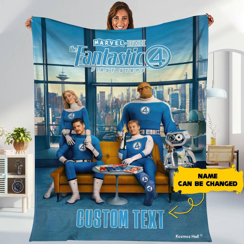 Personalized Fantastic Four Fleece Blanket, MCU Birthday Gift for Him