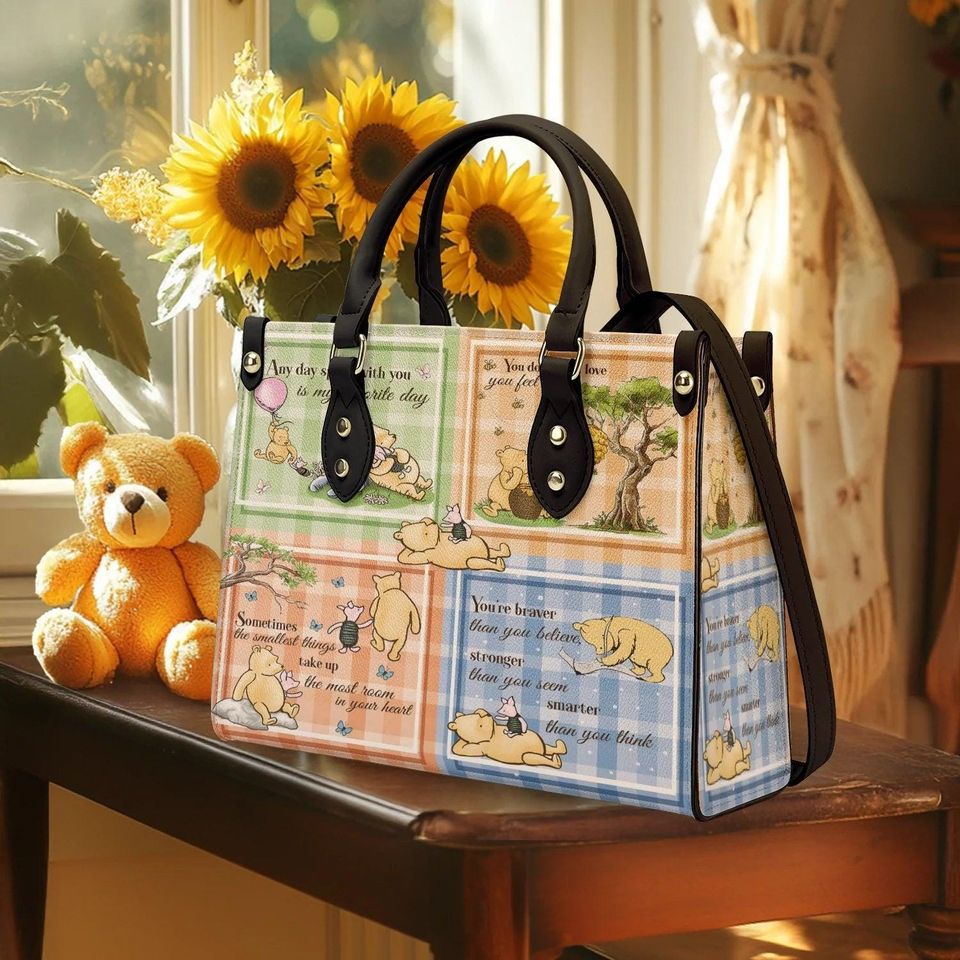 Leather Handbag Winnie the Pooh Patchwork Bliss