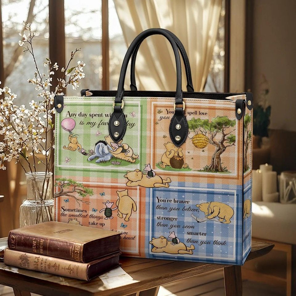 Leather Handbag Winnie the Pooh Patchwork Bliss