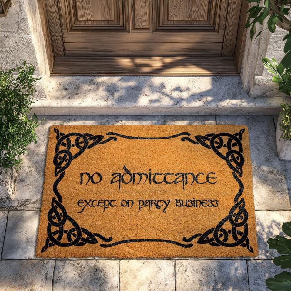 No Admittance Except on Party Business Doormat, Funny Doormat, Entryway Decor, Front Door Rug, Nerdy Home Decor Gift