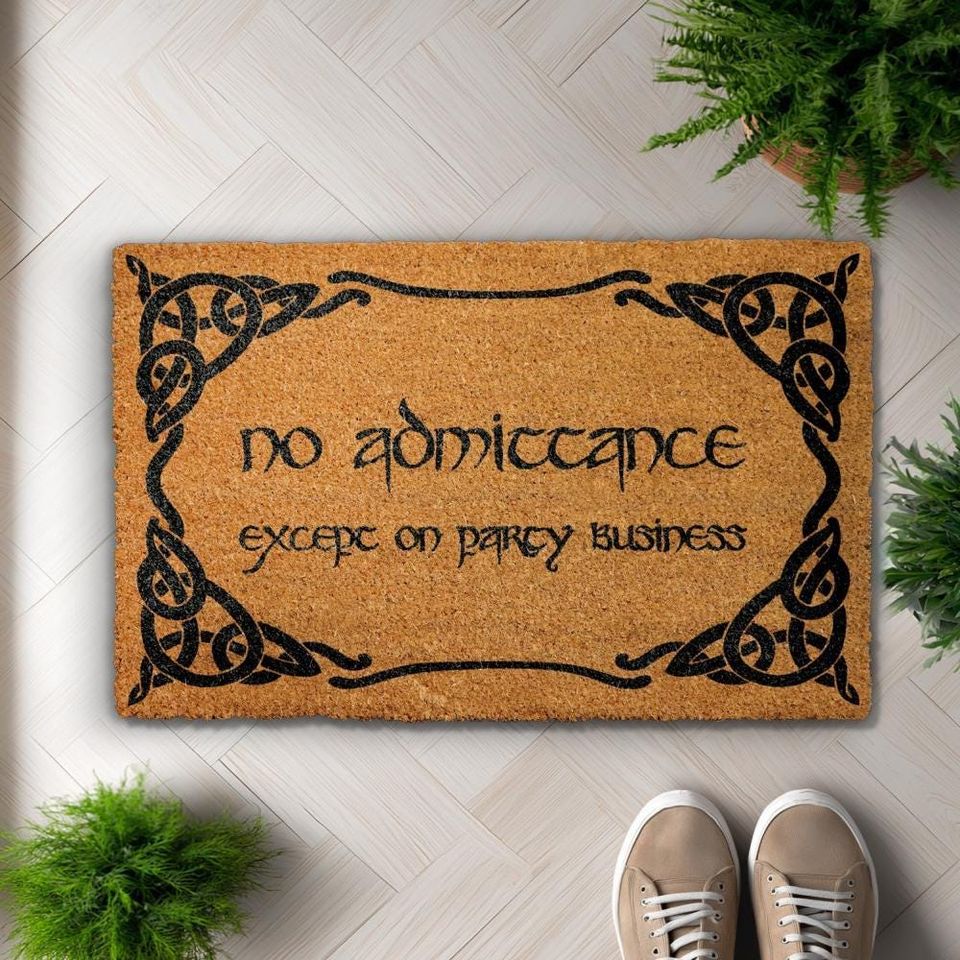No Admittance Except on Party Business Doormat, Funny Doormat, Entryway Decor, Front Door Rug, Nerdy Home Decor Gift