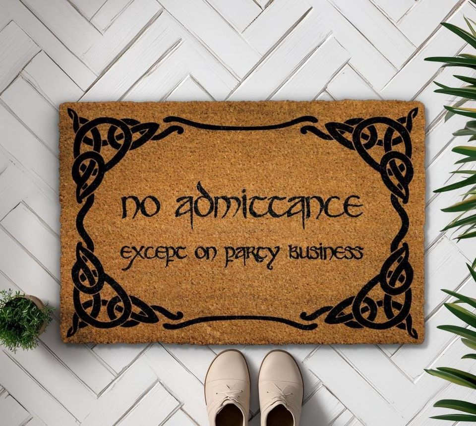 No Admittance Except on Party Business Doormat, Funny Doormat, Entryway Decor, Front Door Rug, Nerdy Home Decor Gift