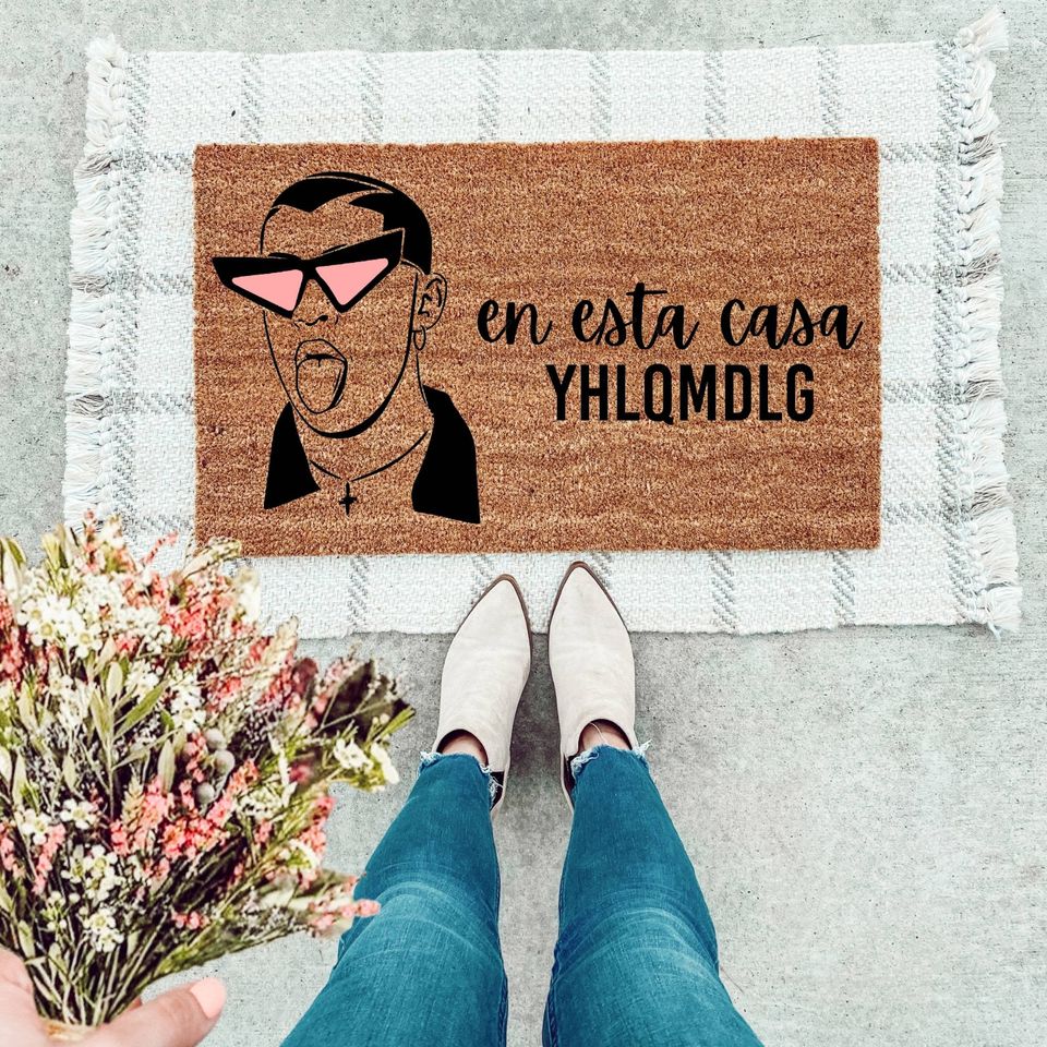 Bad Bunny Funny Welcome Mat, Bunny Inspired Entryway Door Mat for Home Decor