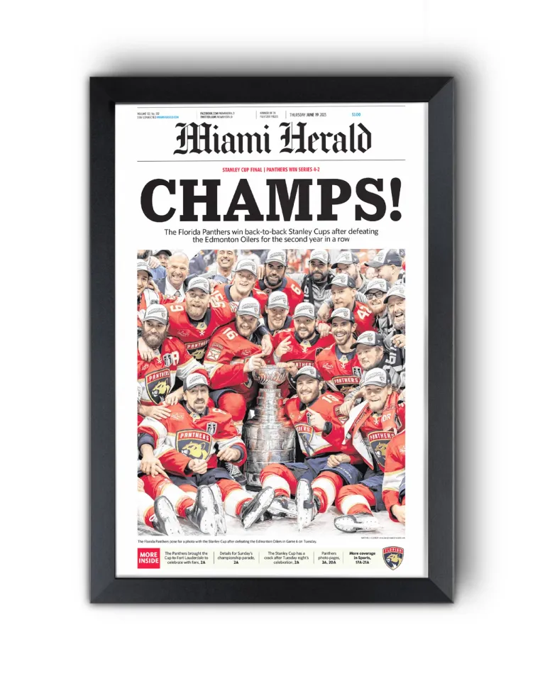 2025 Florida Panthers Stanley Cup "Champs" Front Page Newspaper Style