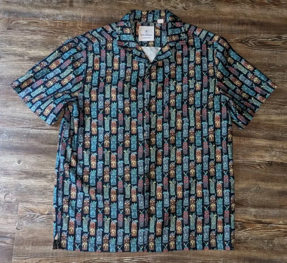 Caribbean Swimwear mens 2 piece set swim shorts large & button down shirt Medium