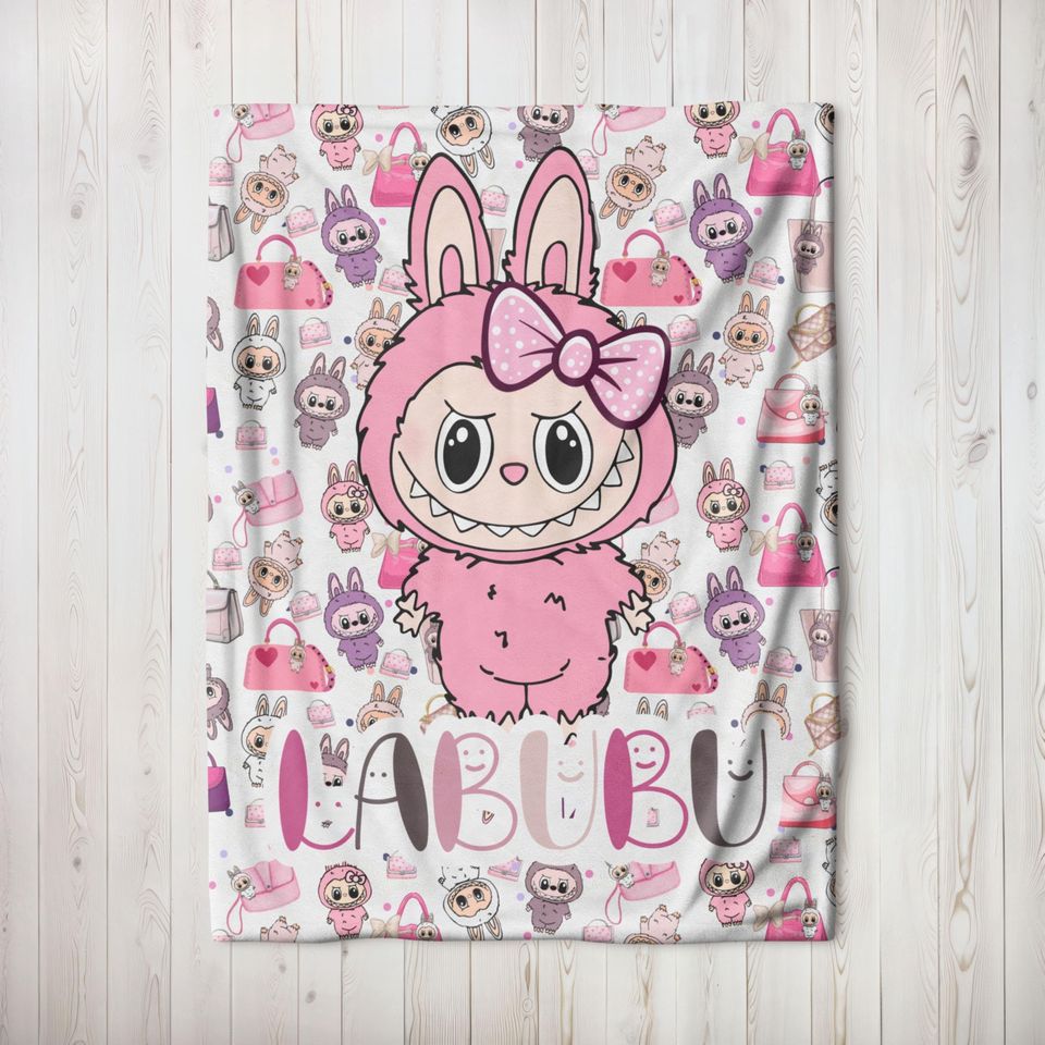 Labubu Fleece Blanket, Kid Blanket, Back To School Gift
