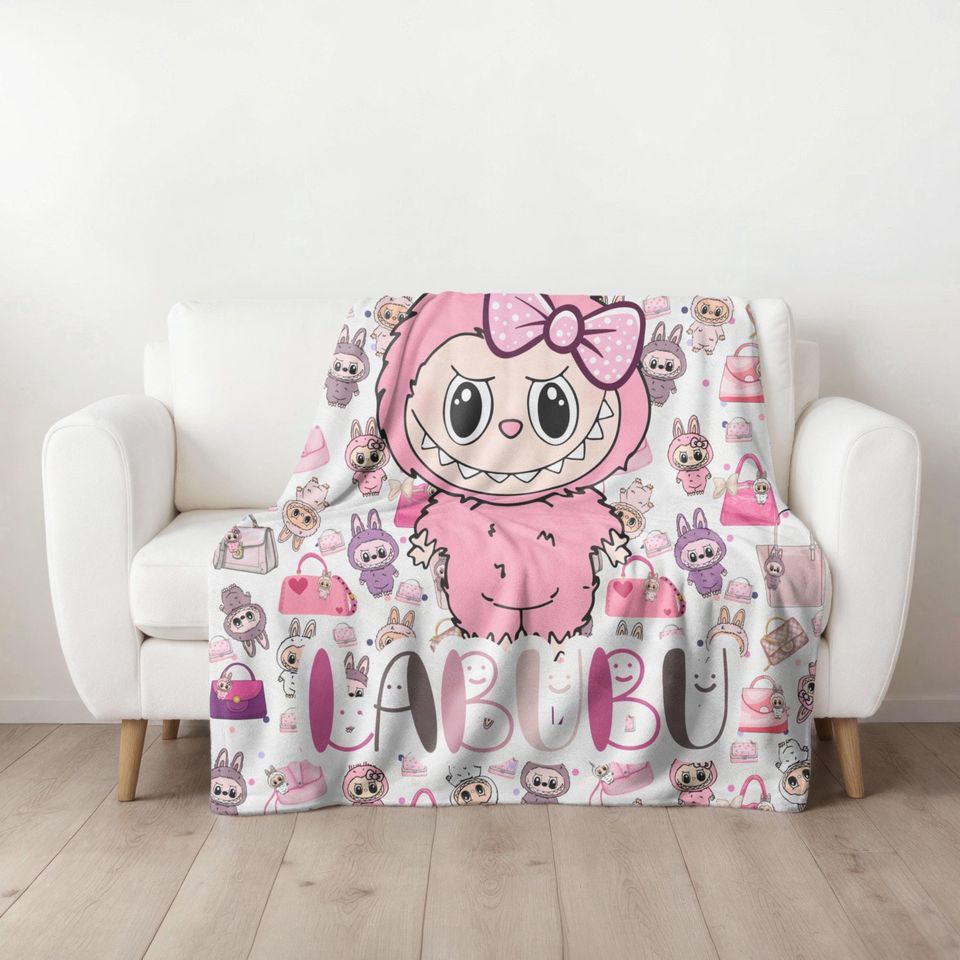 Labubu Fleece Blanket, Kid Blanket, Back To School Gift