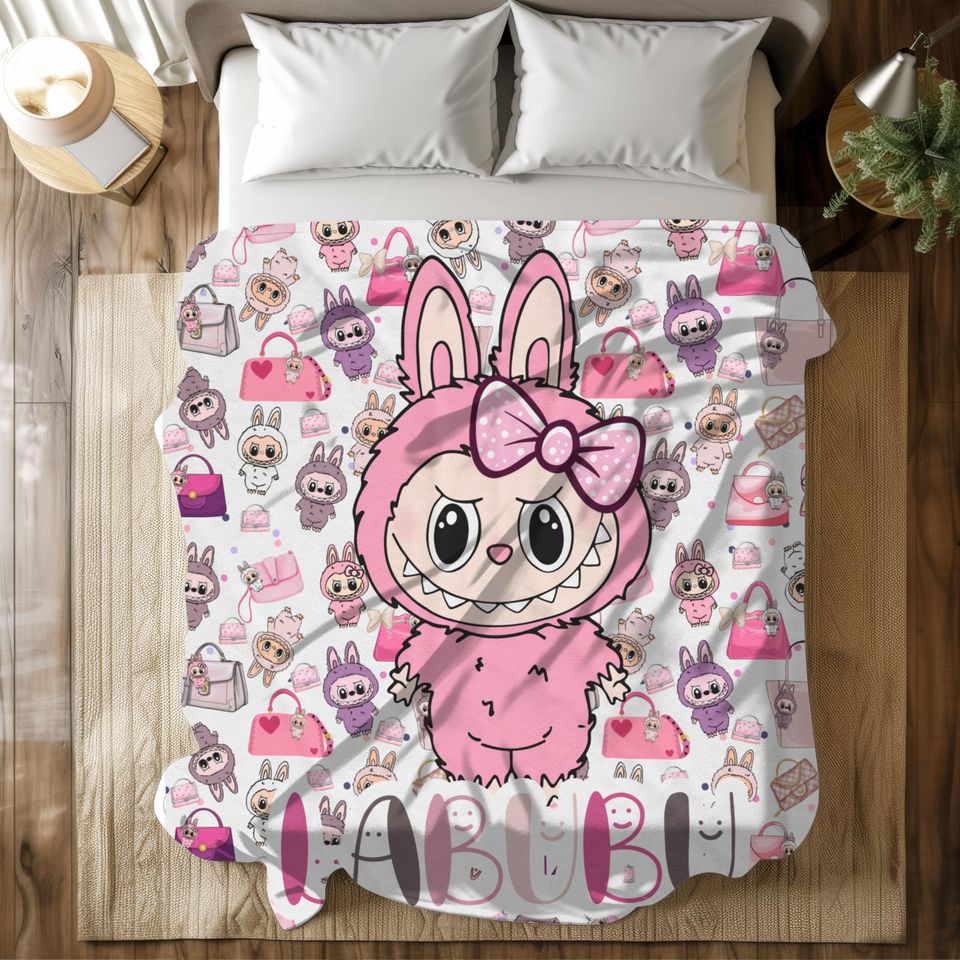 Labubu Fleece Blanket, Kid Blanket, Back To School Gift