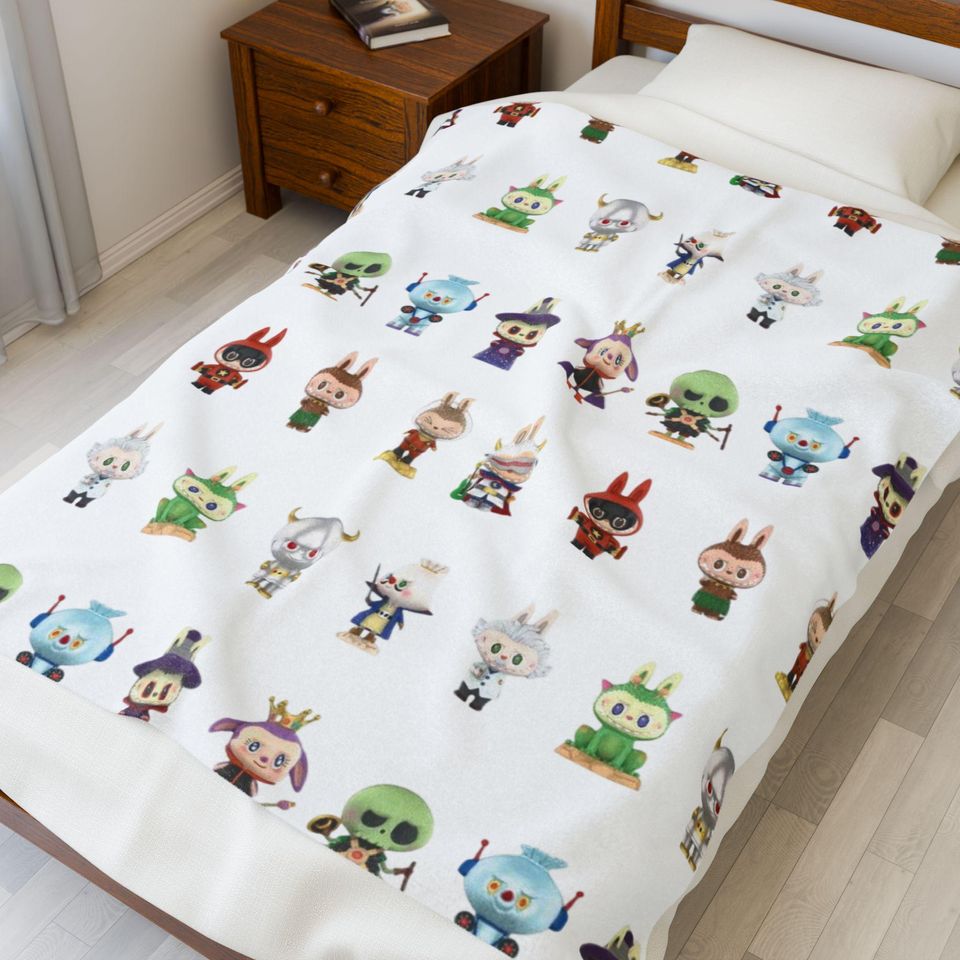 Popular Labubu Characters Fleece Blanket, Kid Blanket, Back To School Gift