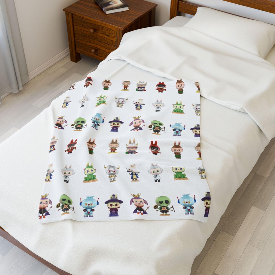Popular Labubu Characters Fleece Blanket, Kid Blanket, Back To School Gift