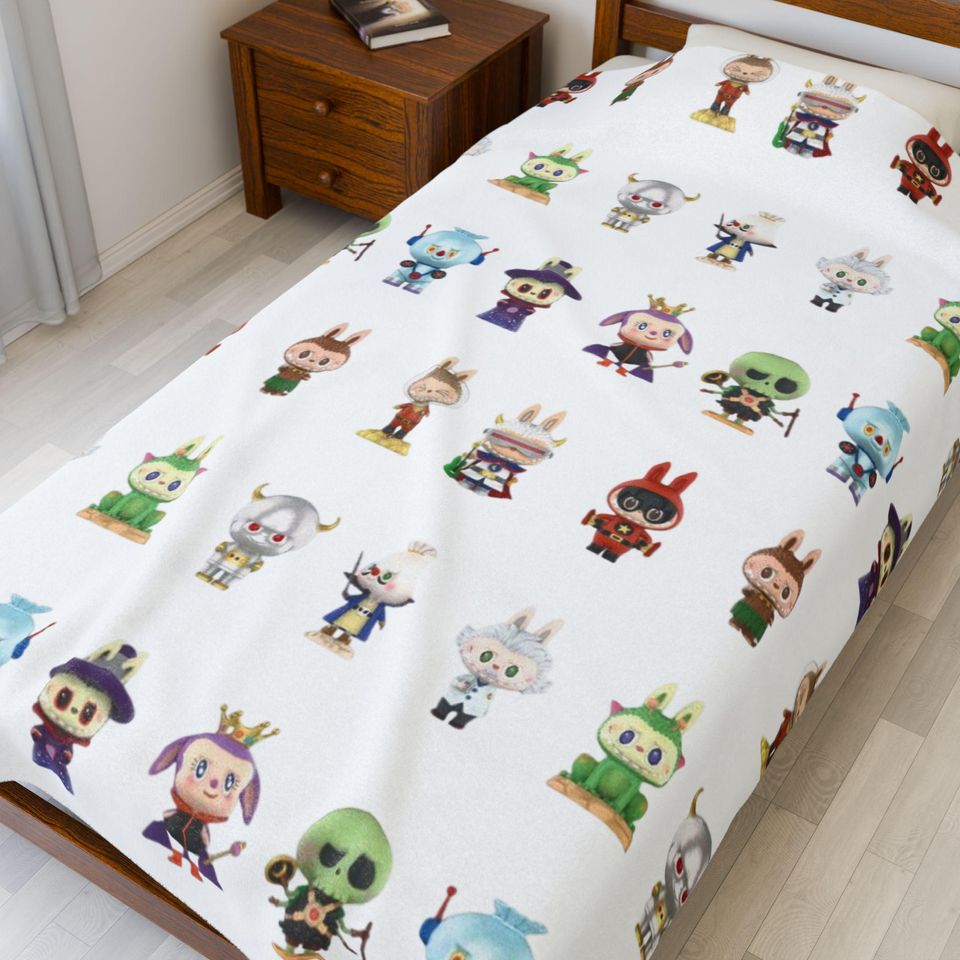 Popular Labubu Characters Fleece Blanket, Kid Blanket, Back To School Gift