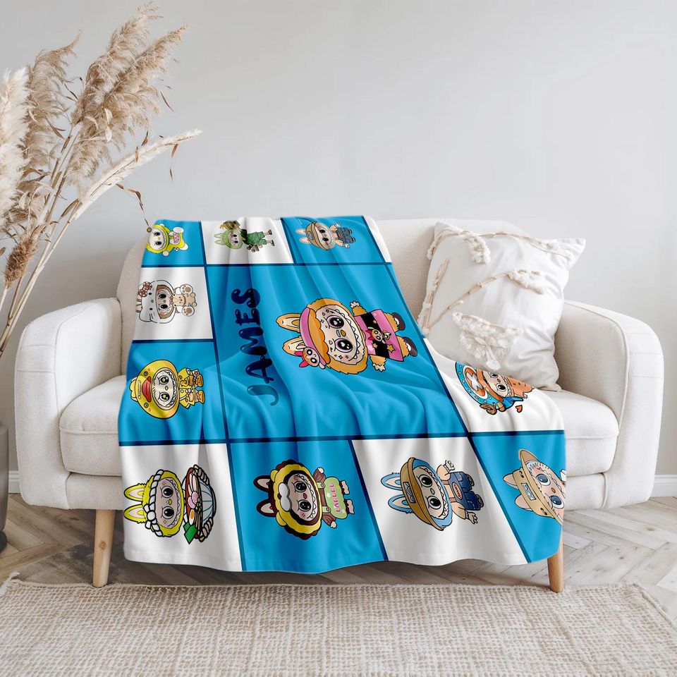 Personalized Labubu Fleece Blanket, Kid Blanket, Back To School Gift