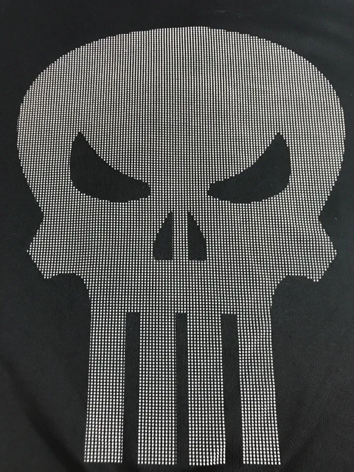 Marvel Punisher Black Short Sleeve 2XL TShirt with a 3D Cones Skull