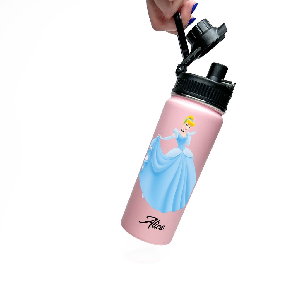 Cinde Personalized Stainless Steel Water Bottles Sports Lid, Custom Princess Girl Gift
