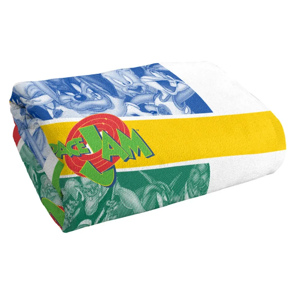 Space Jam Multicolor Group Collage Beach Towel 30"x60"