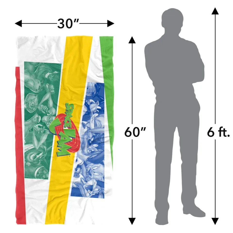 Space Jam Multicolor Group Collage Beach Towel 30"x60"