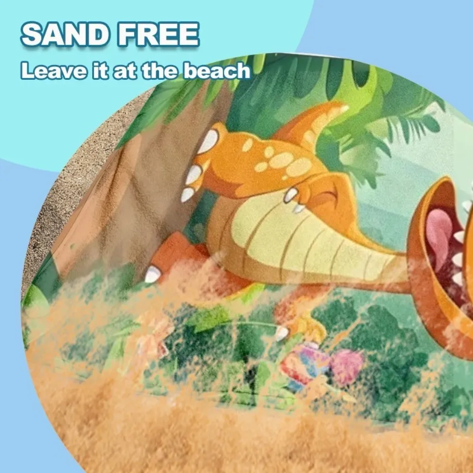 Dinosaur Print Large Beach Towel Oversize Soft Microfiber Bath Towel Lightweight