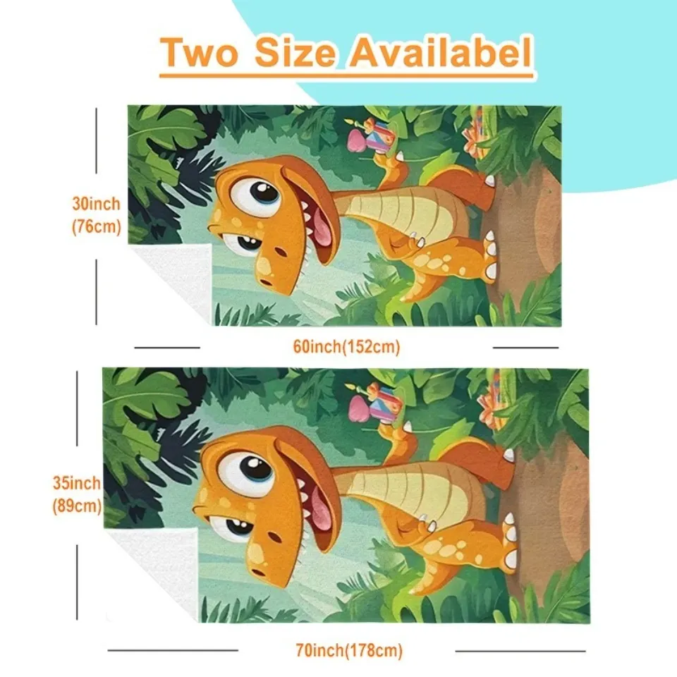 Dinosaur Print Large Beach Towel Oversize Soft Microfiber Bath Towel Lightweight