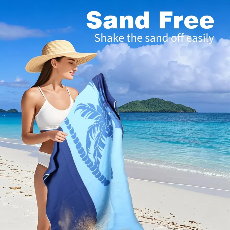 SKYREH Large Beach Towel, 71" x 39" Oversized Lightweight Compact Quick Dry S...