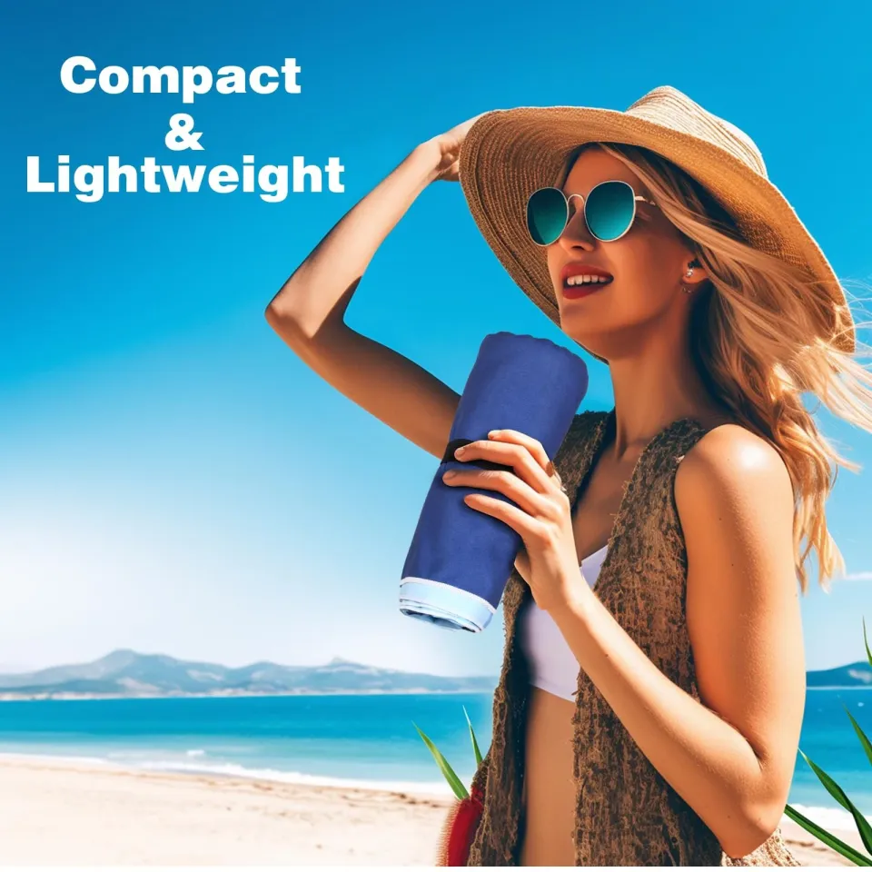 SKYREH Large Beach Towel, 71" x 39" Oversized Lightweight Compact Quick Dry S...