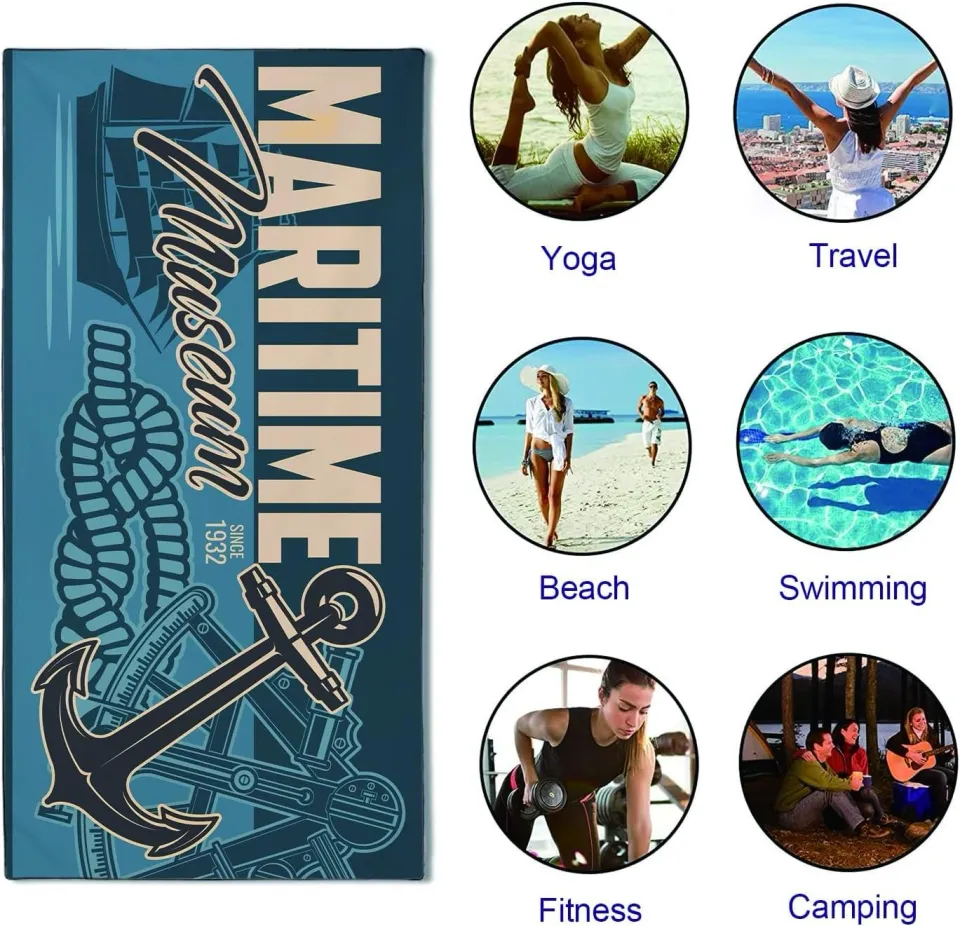 Thin Lightweight Microfiber Beach Towel Extra Large 36"x72", Sand Free Quick Dry