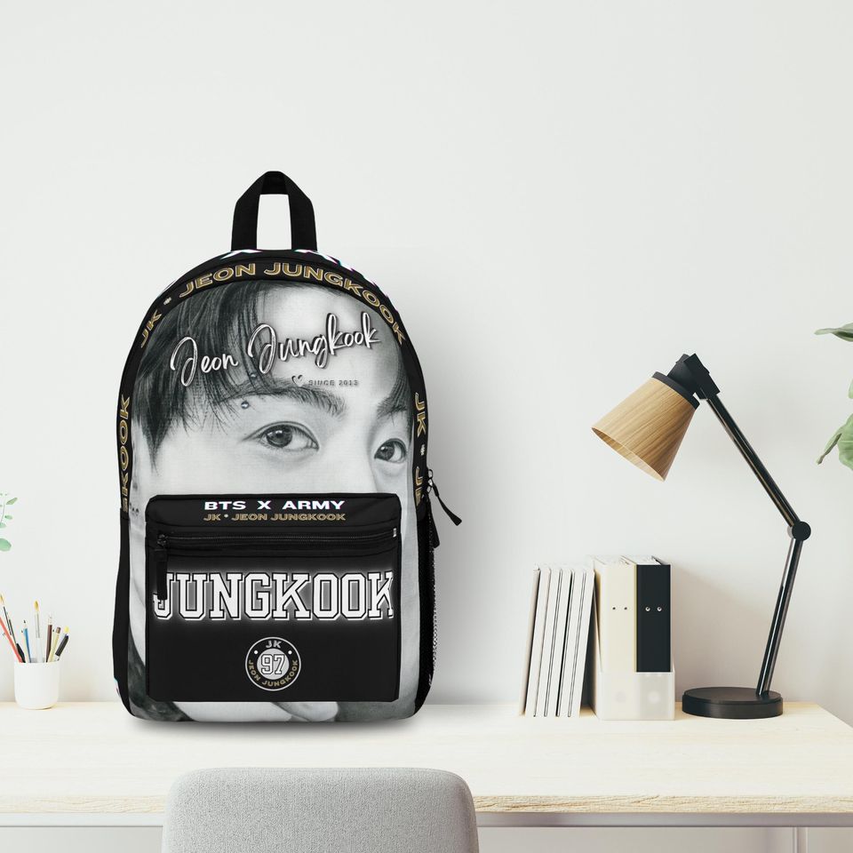 BTS Jungkook Black Backpack, Kpop Army Knapsack, Jeon Jungkook Bag, BTS Merchandise