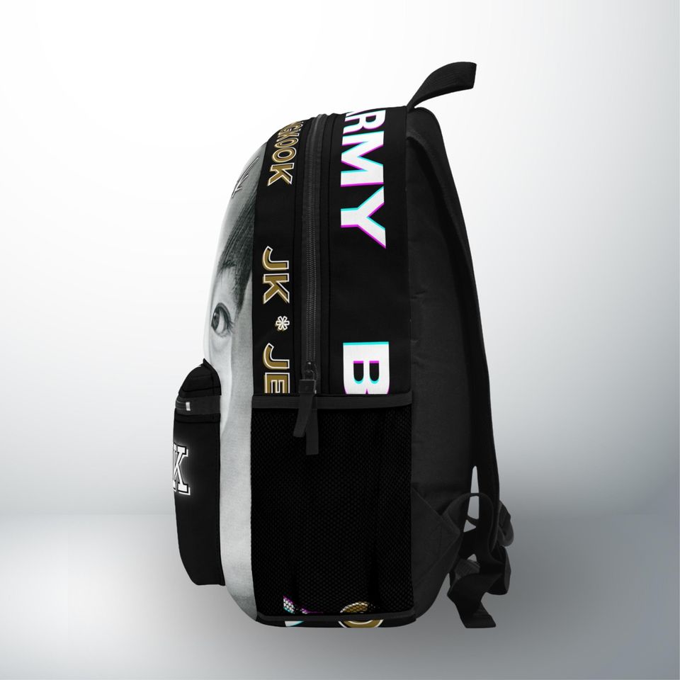 BTS Jungkook Black Backpack, Kpop Army Knapsack, Jeon Jungkook Bag, BTS Merchandise