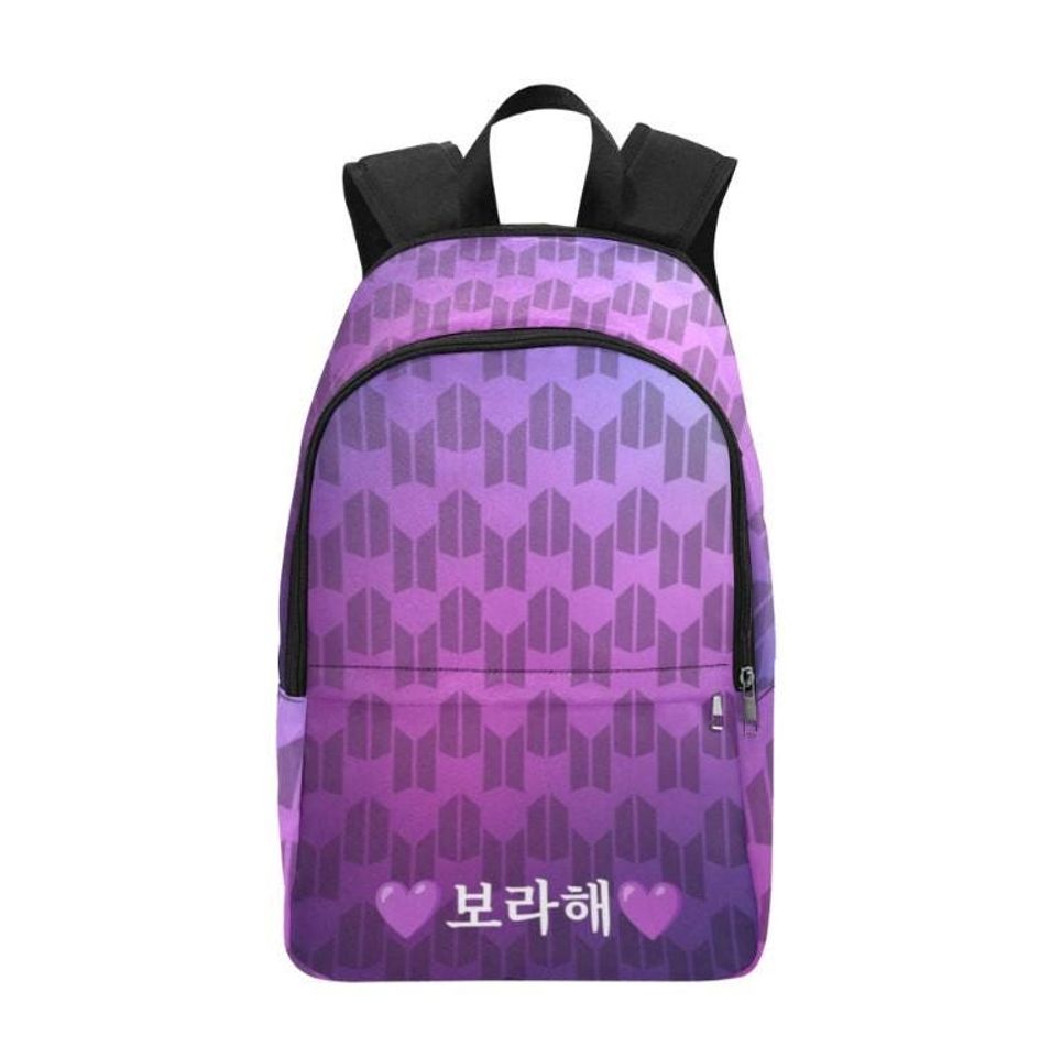 Borahae BTS & ARMY Logos Fabric Backpack - K-Pop Inspired School Accessories