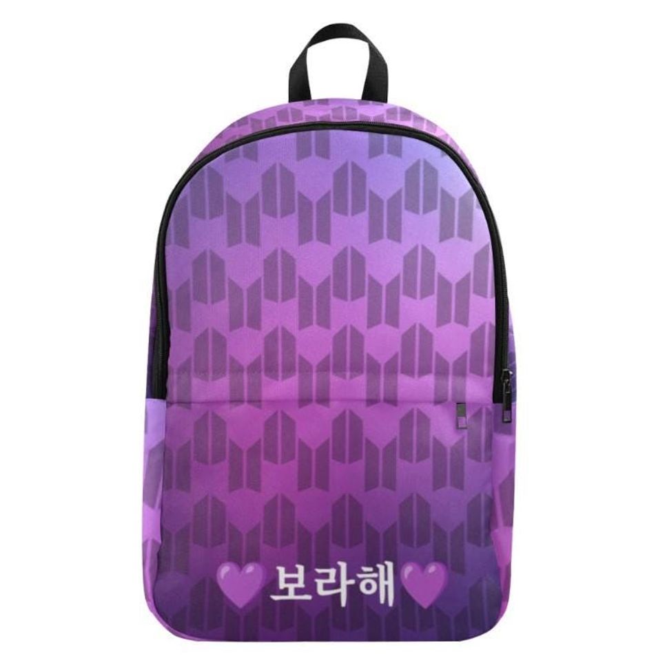 Borahae BTS & ARMY Logos Fabric Backpack - K-Pop Inspired School Accessories