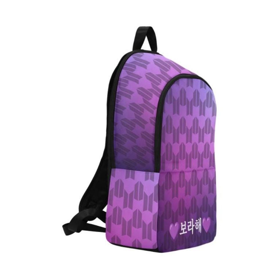 Borahae BTS & ARMY Logos Fabric Backpack - K-Pop Inspired School Accessories