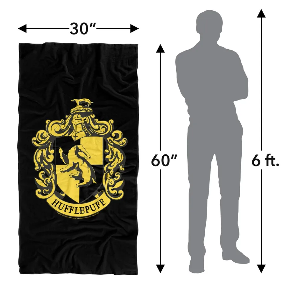 Harry Potter Hufflepuff Crest Black Gold Licensed Beach Towel 30"x60"