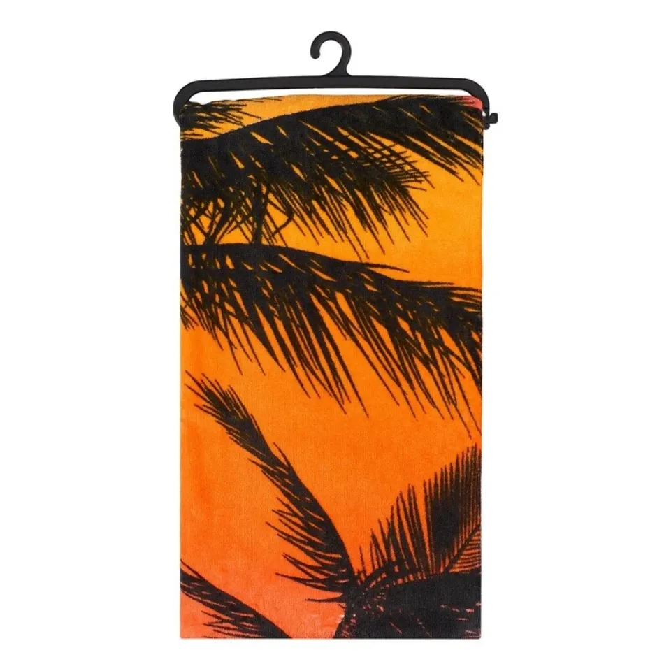 Oversized Beach Towels Set 2 Cotton Blend Lightweight Palm Print Hanging Loop US