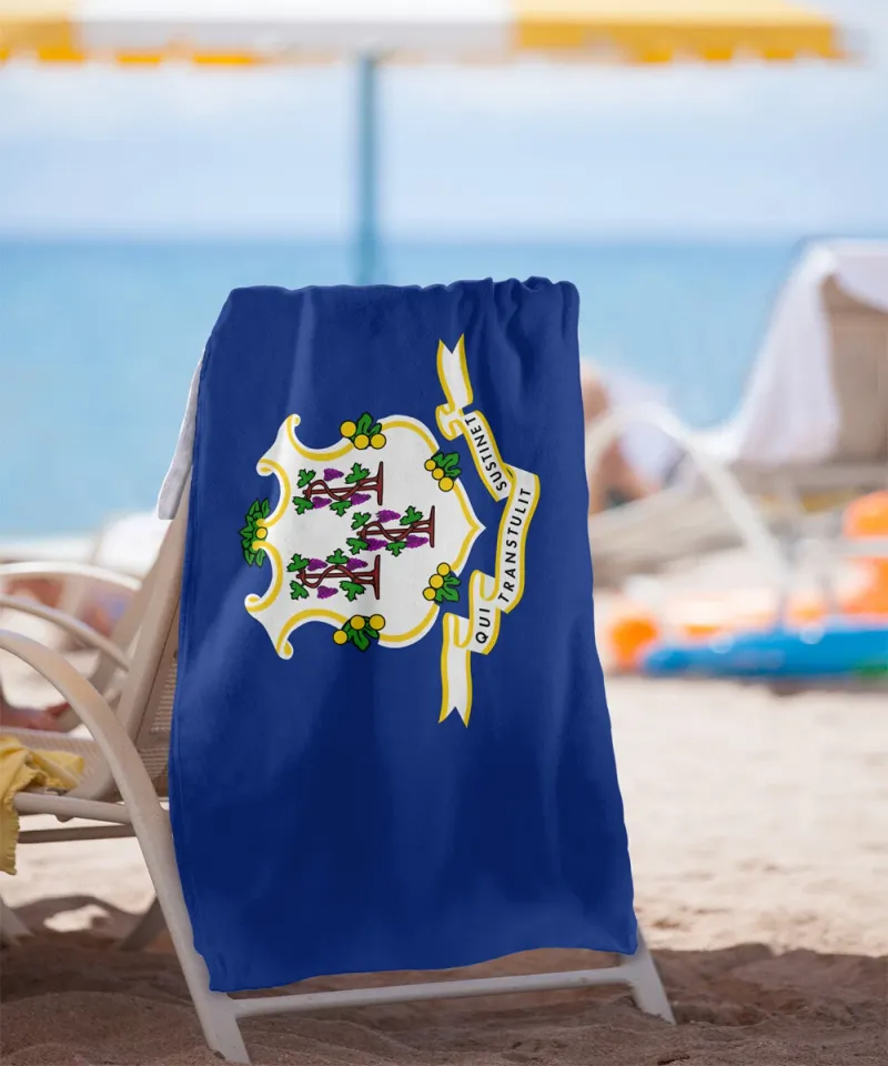 Connecticut Flag Beach Towel, 30"x60" Beach Towel