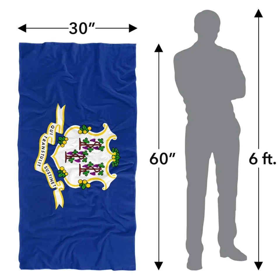 Connecticut Flag Beach Towel, 30"x60" Beach Towel